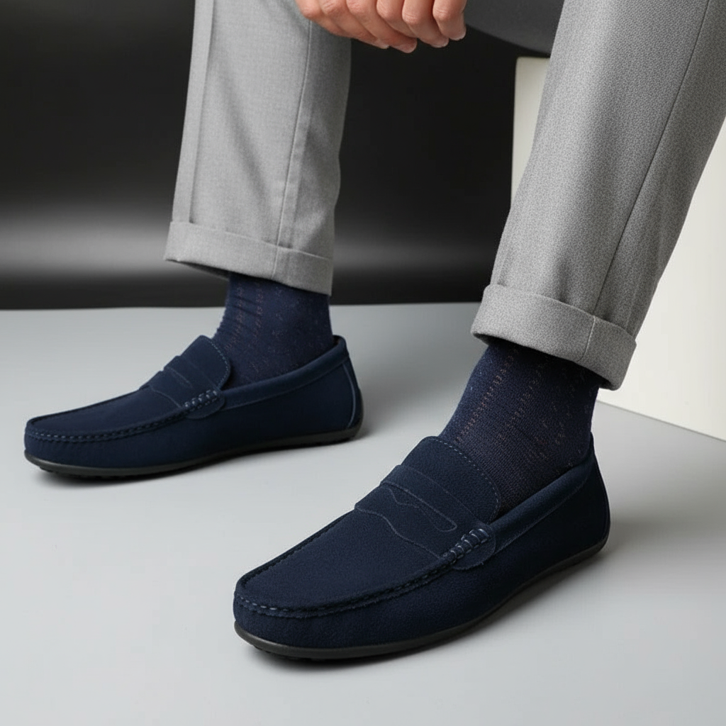 Mocassins en daim premium pour homme, chaussures décontractées à enfiler, élégantes pour le bureau