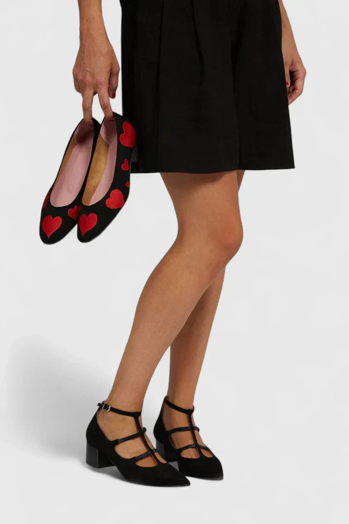 Women's Orthopedic Heels T-Strap Pointed Toe Block Heel Dress Shoes