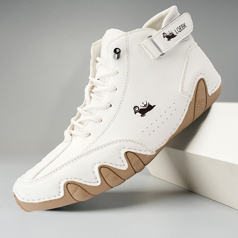 Men's Waterproof Artificial Leather Casual Shoes Hook and Loop High Top Loafers