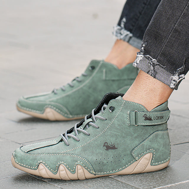 Chaussures décontractées imperméables en cuir synthétique pour hommes Mocassins montants à scratch