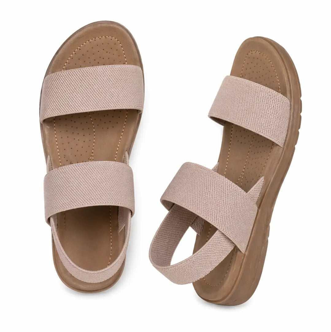 Sandali da donna in tessuto elasticizzato, comodi, con punta aperta e zeppa