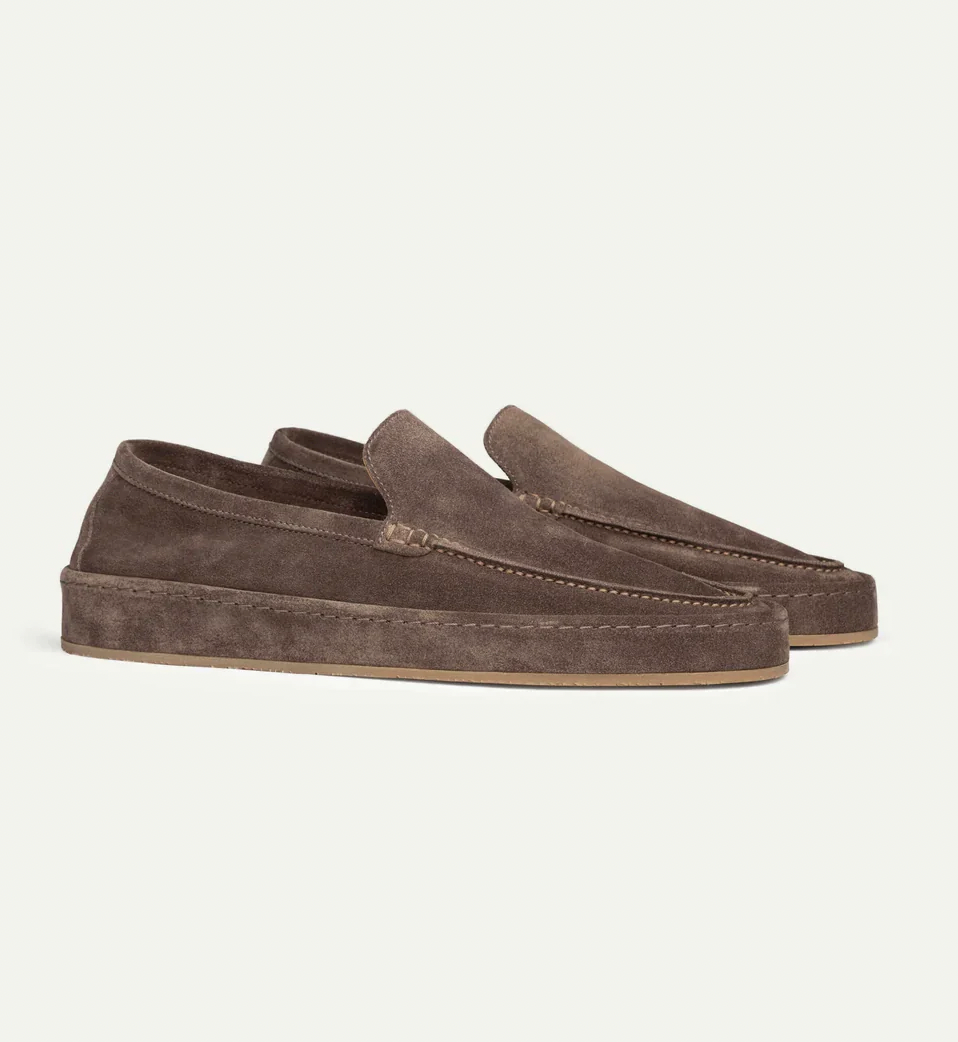 Mocassins confortables pour homme en suède – semelle de soutien rembourrée, modèle facile à enfiler