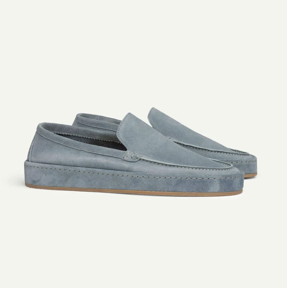 Mocassins confortables pour homme en suède – semelle de soutien rembourrée, modèle facile à enfiler