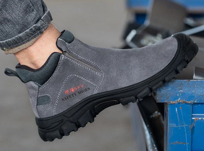 Chaussures de sécurité pour homme à embout en acier, cuir, anti-perforation, isolation 6KV, bottes de travail