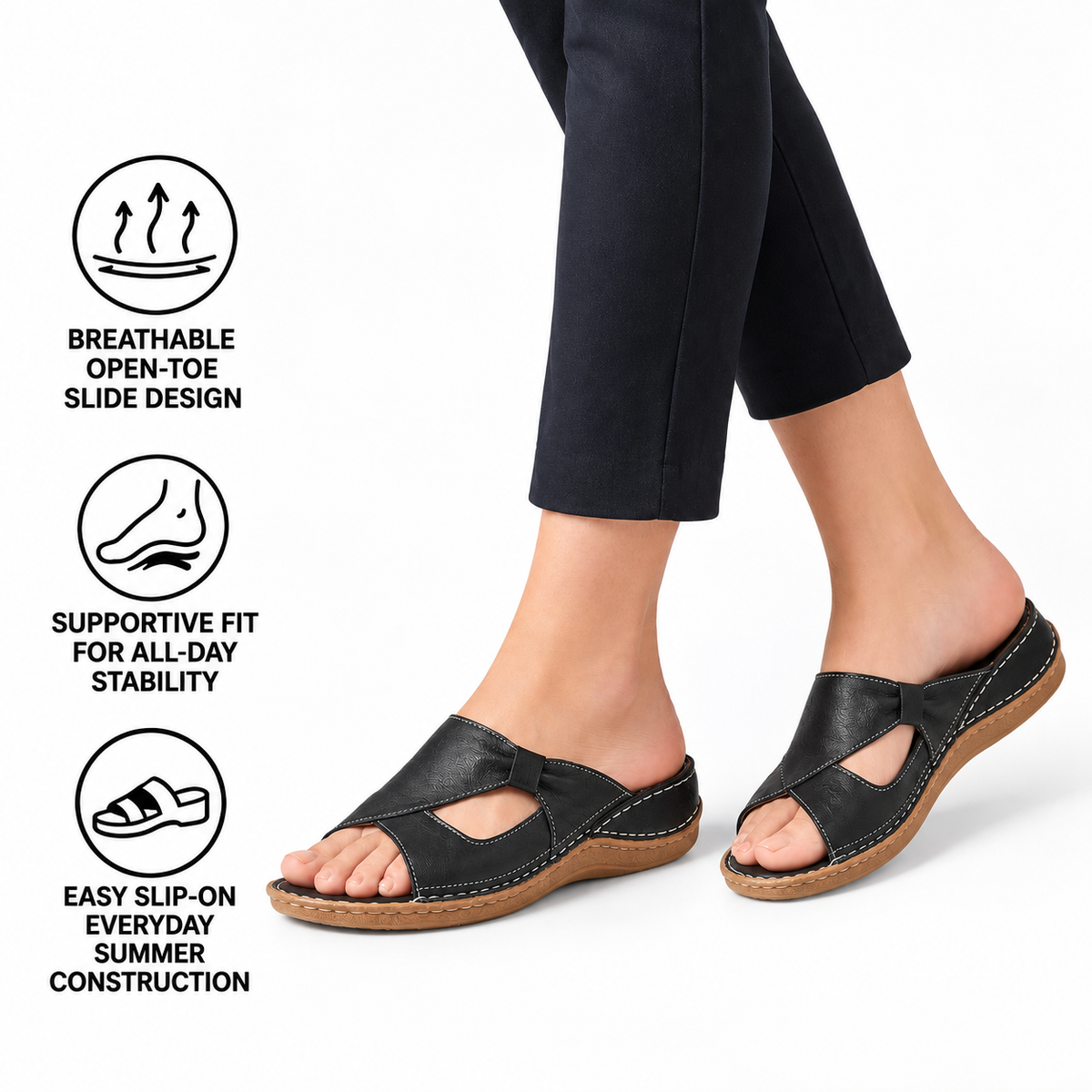 Sandalias ortopédicas para mujer con diseño abierto y ajuste cómodo
