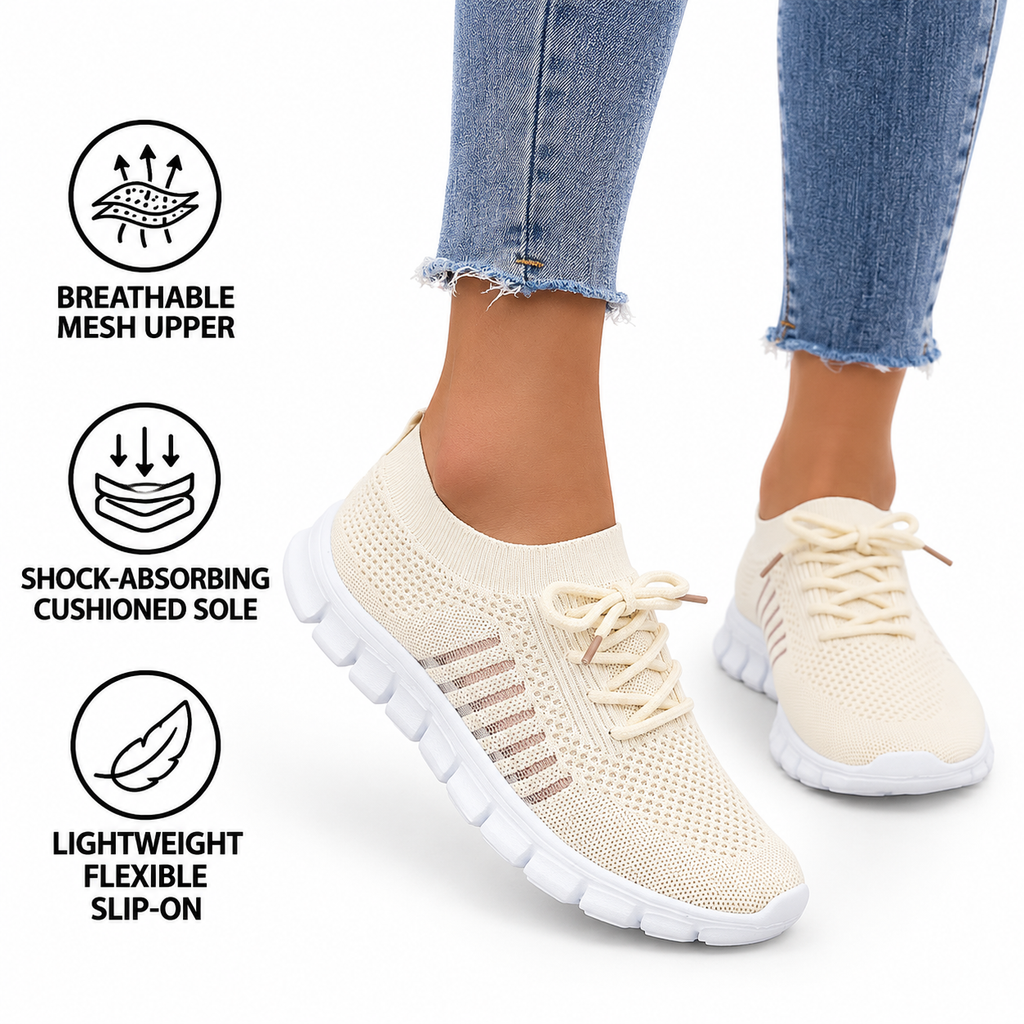Zapatillas ortopédicas de malla para mujer, zapatillas ligeras sin cordones y transpirables para caminar
