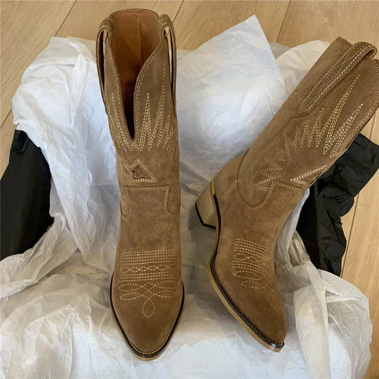 Botas vaqueras ortopédicas para mujer – plantilla acolchada, cierre lateral con cremallera