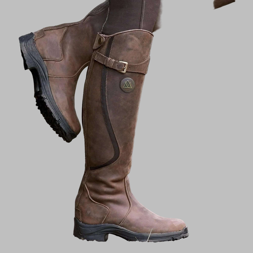 Bottes de randonnée en cuir pour femmes Bottes hautes ergonomiques d'équitation avec semelle robuste