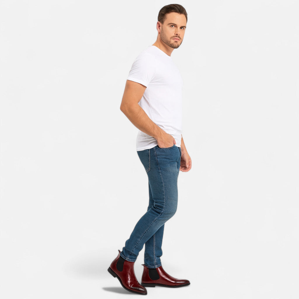 Stivaletti Chelsea da uomo in pelle premium confortevole - Supporto alla caviglia, design con suola robusta