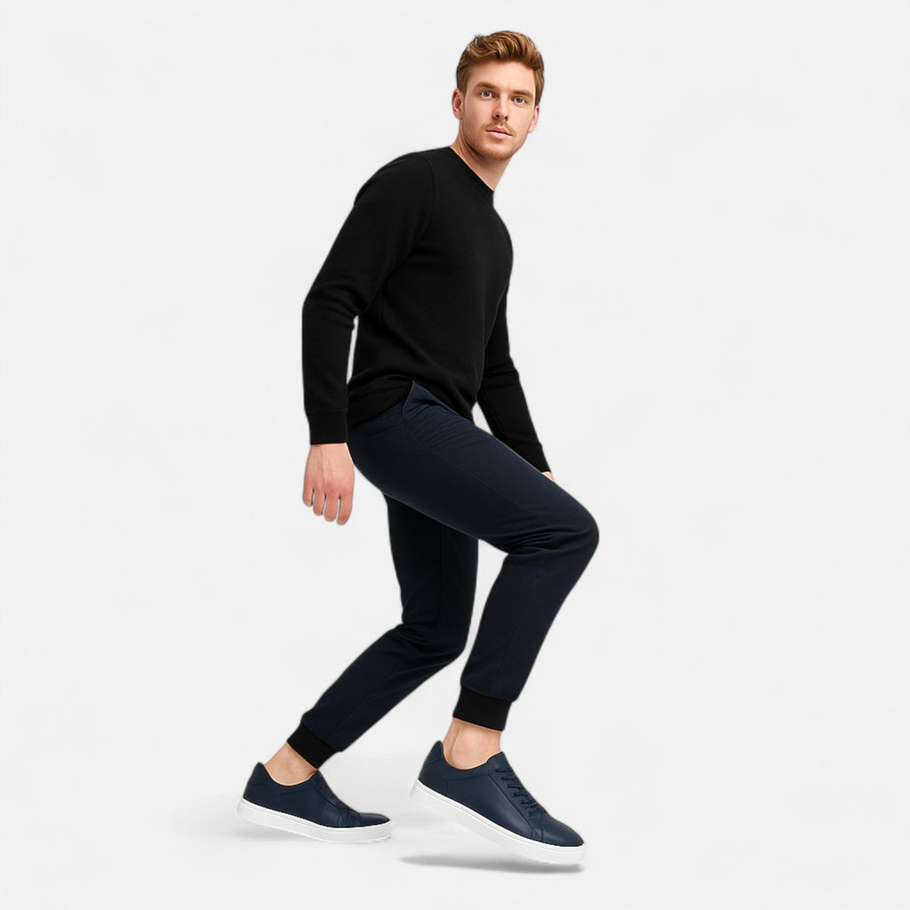 Baskets homme en cuir à enfiler avec soutien de la voûte plantaire - semelle intérieure rembourrée, doublure respirante
