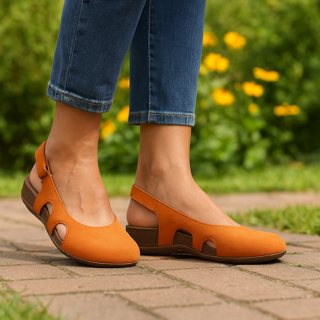 Sandali ortopedici da donna con punta aperta e supporto per l'arco plantare
