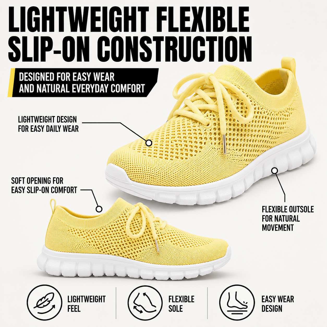 Ortopædiske mesh gåsko til kvinder åndbare slip-on lette sneakers