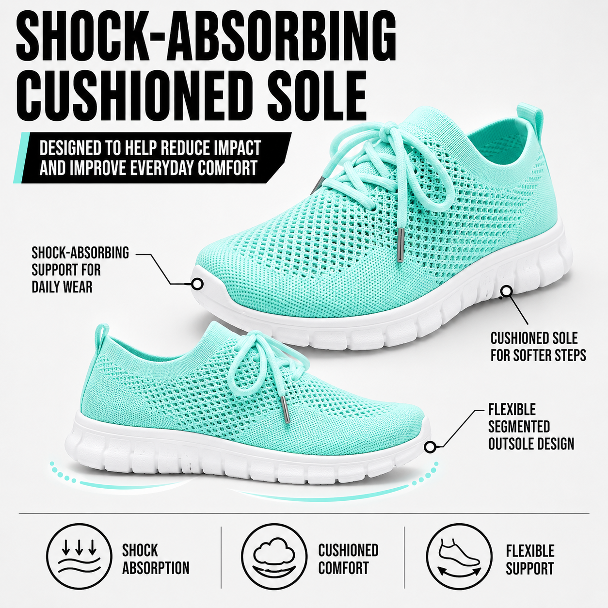 Ortopædiske mesh gåsko til kvinder åndbare slip-on lette sneakers