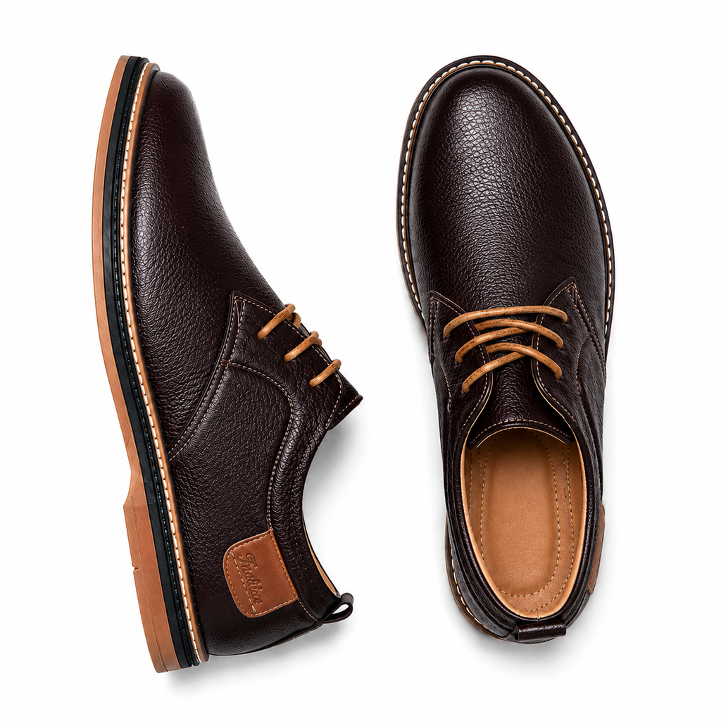 Men's Comfort Genuine Leather Lace-Up Shoes – Handmade Construction, Breathable Upper
