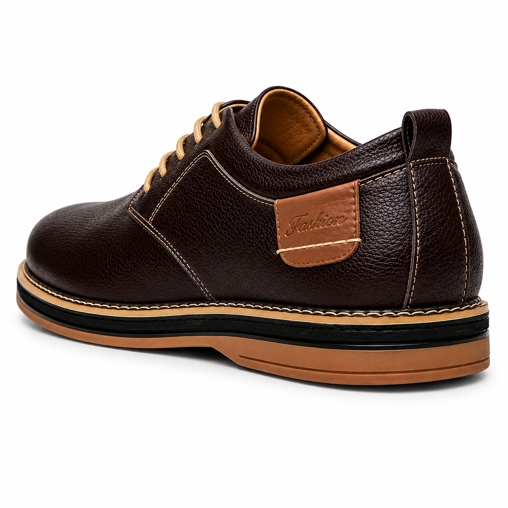 Men's Comfort Genuine Leather Lace-Up Shoes – Handmade Construction, Breathable Upper