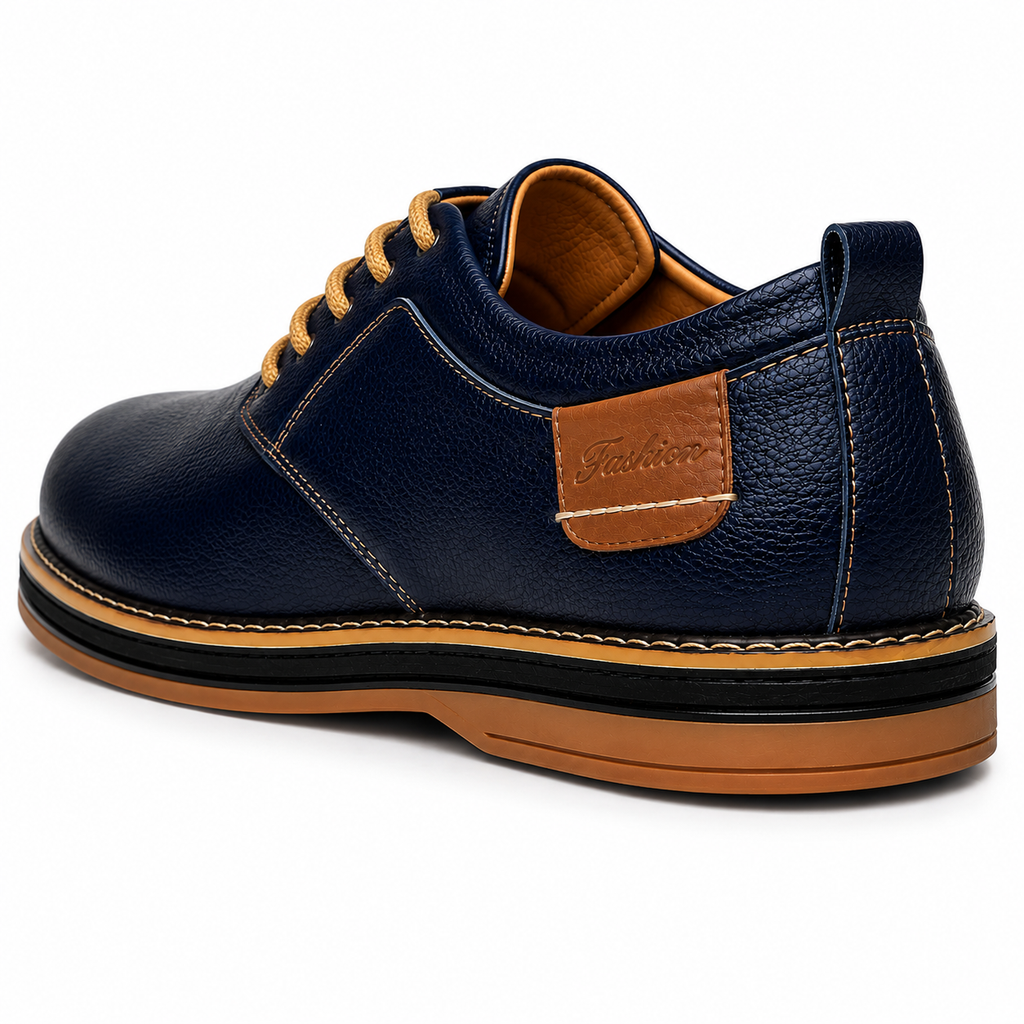 Men's Comfort Genuine Leather Lace-Up Shoes – Handmade Construction, Breathable Upper
