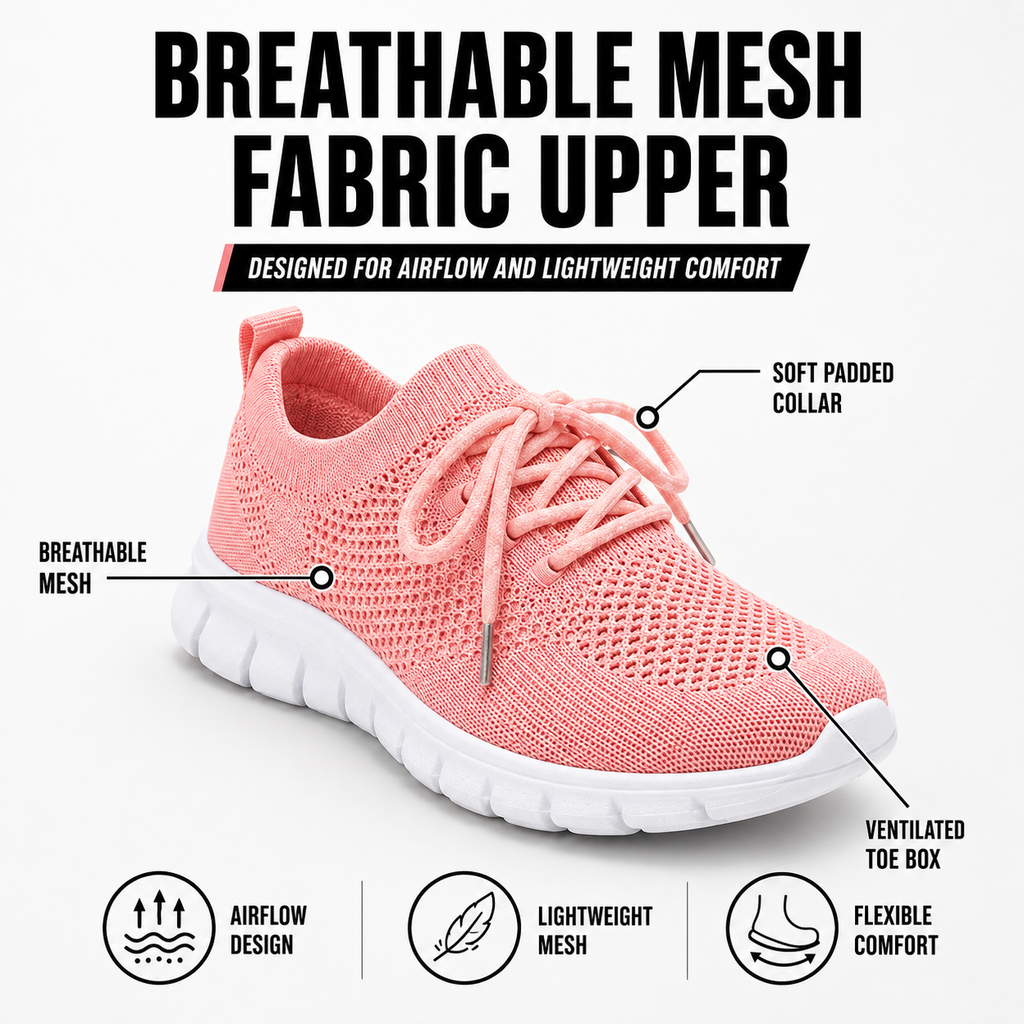 Ortopædiske mesh gåsko til kvinder åndbare slip-on lette sneakers