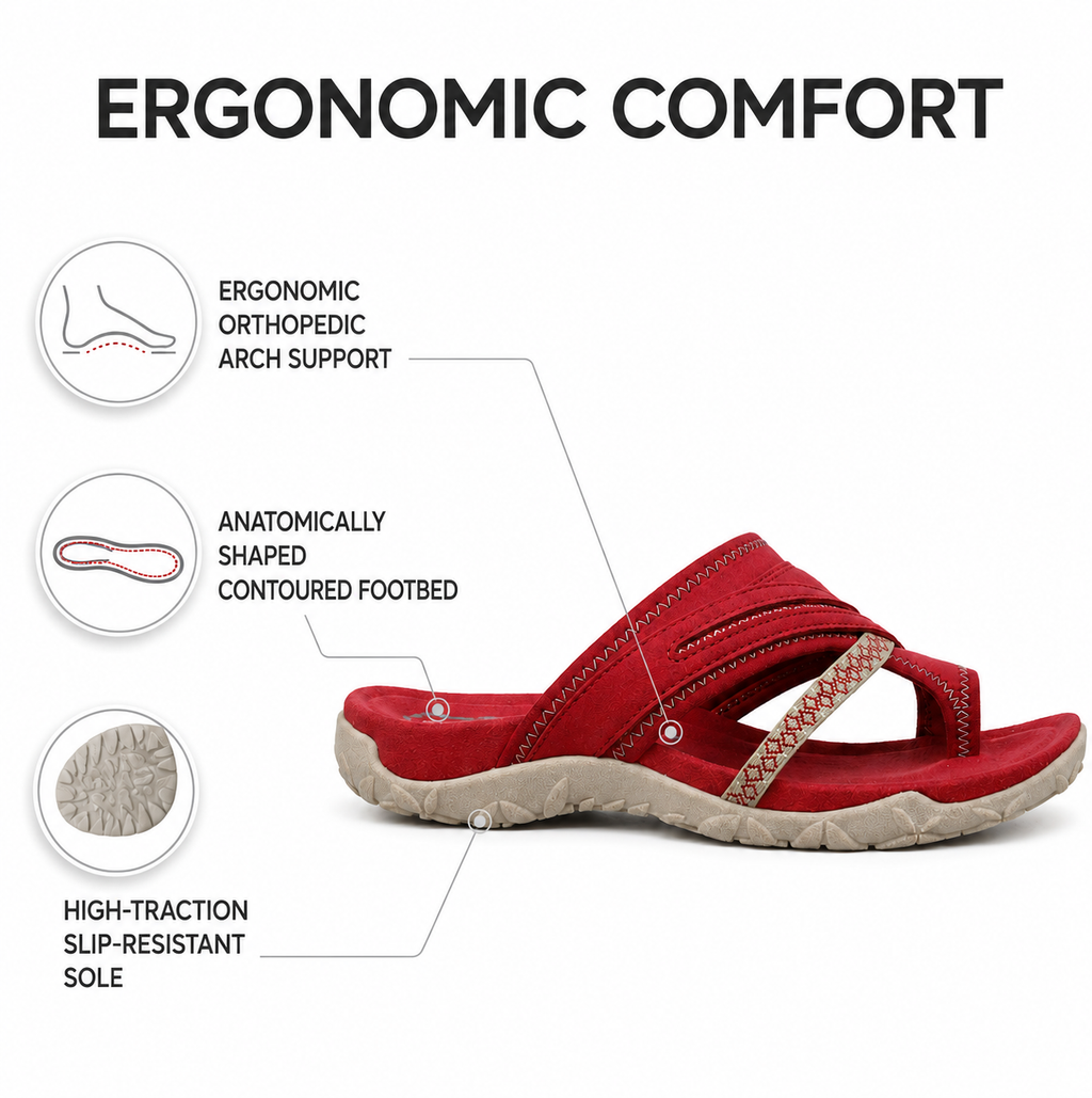 Damers ortopediska promenadtofflor med ergonomisk fotbädd och stöd för fotvalv