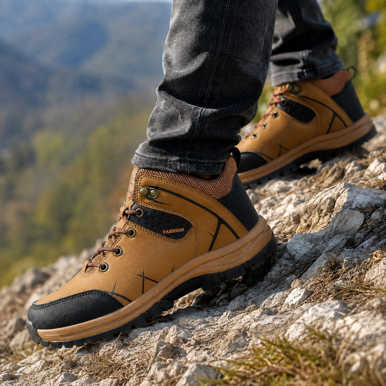 Men's Waterproof Orthopedic Hiking Boots Anti-Slip Outdoor Trekking Shoes