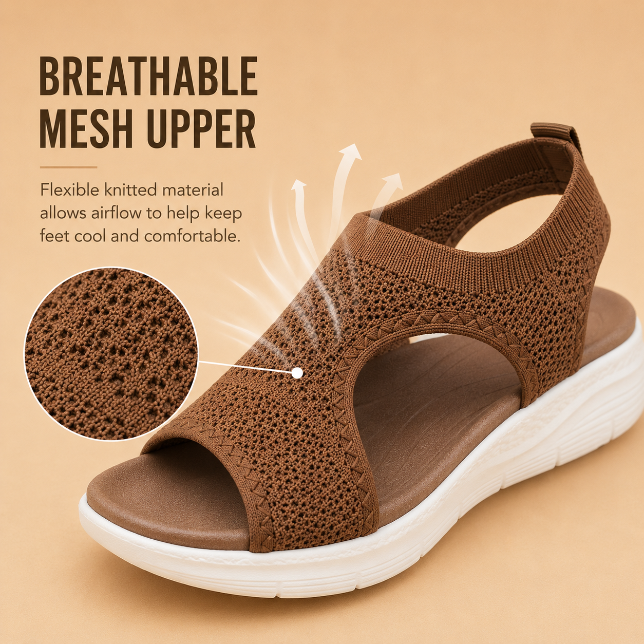 Orthopedic Arch Support Sandals for Women with Breathable Mesh and Non-Slip Sole