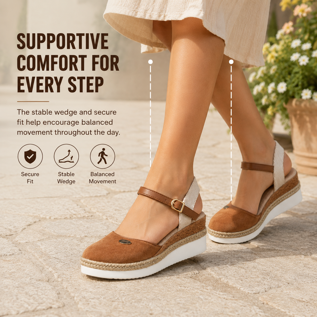 Sandales compensées orthopédiques style espadrille avec bout fermé de soutien