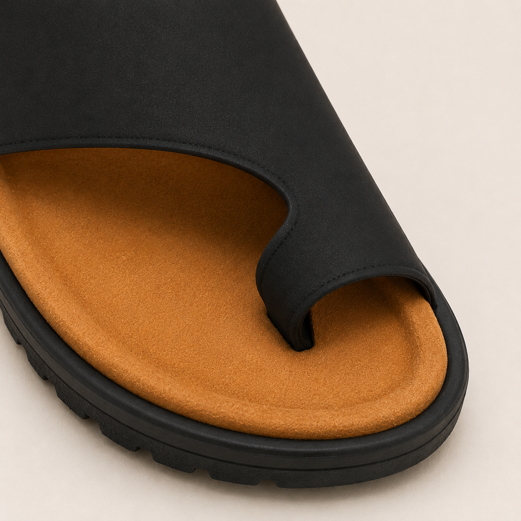 Ortopediska sandaler för hallux valgus-korrigering för kvinnor med hålfotsstöd och PU-läder