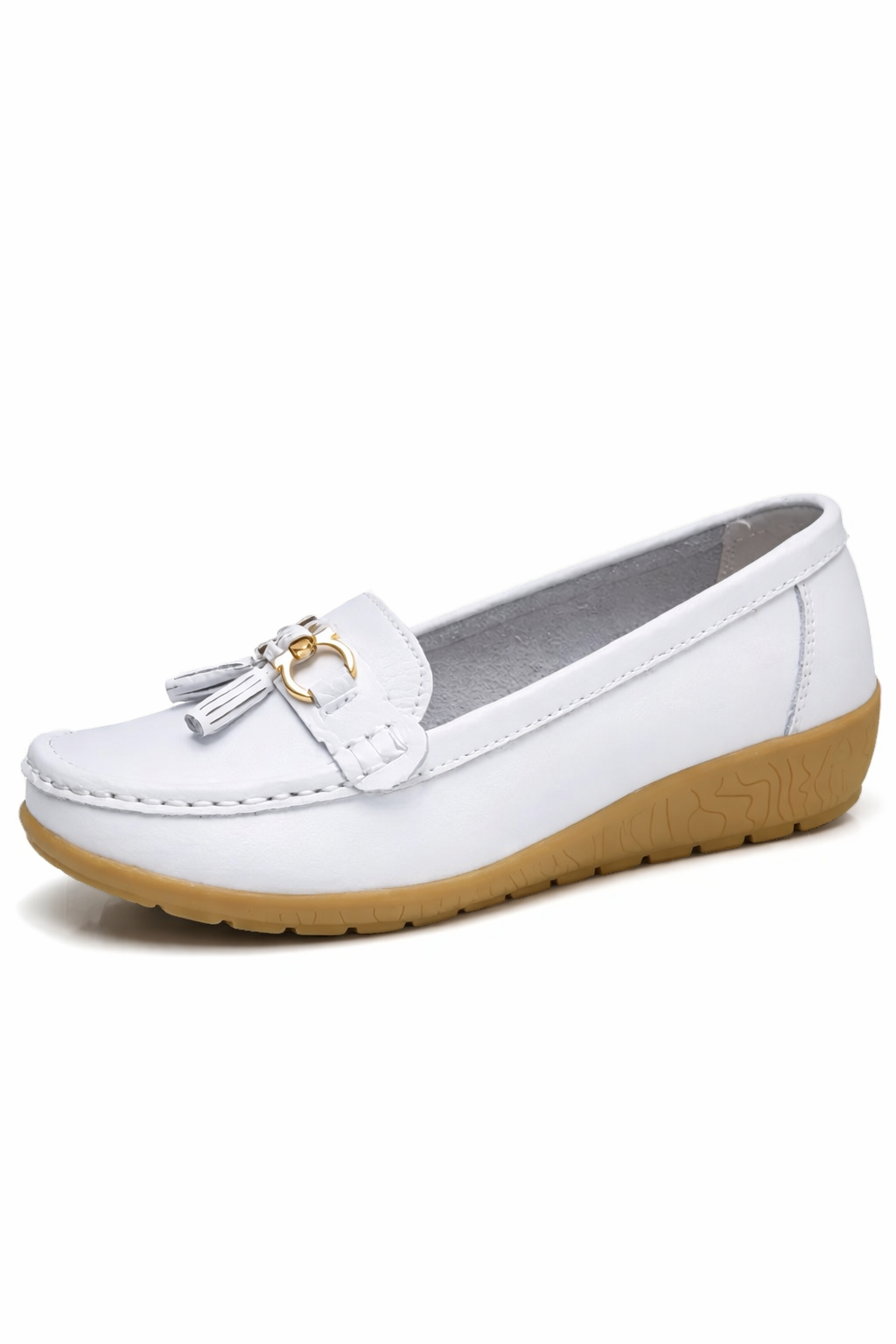 Mocassins à pampilles pour femmes, ballerines à enfiler, bout carré arrondi, chaussures confortables pour la marche