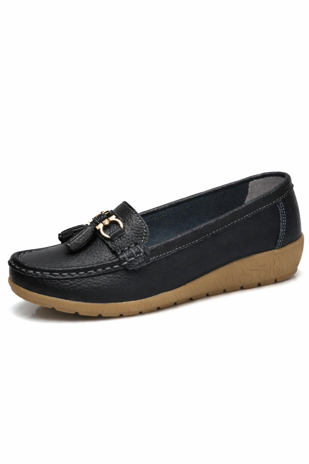 Mocassins à pampilles pour femmes, ballerines à enfiler, bout carré arrondi, chaussures confortables pour la marche