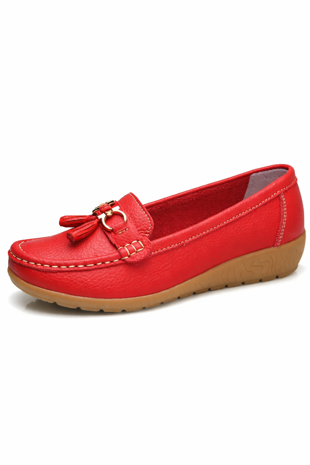 Mocassins à pampilles pour femmes, ballerines à enfiler, bout carré arrondi, chaussures confortables pour la marche