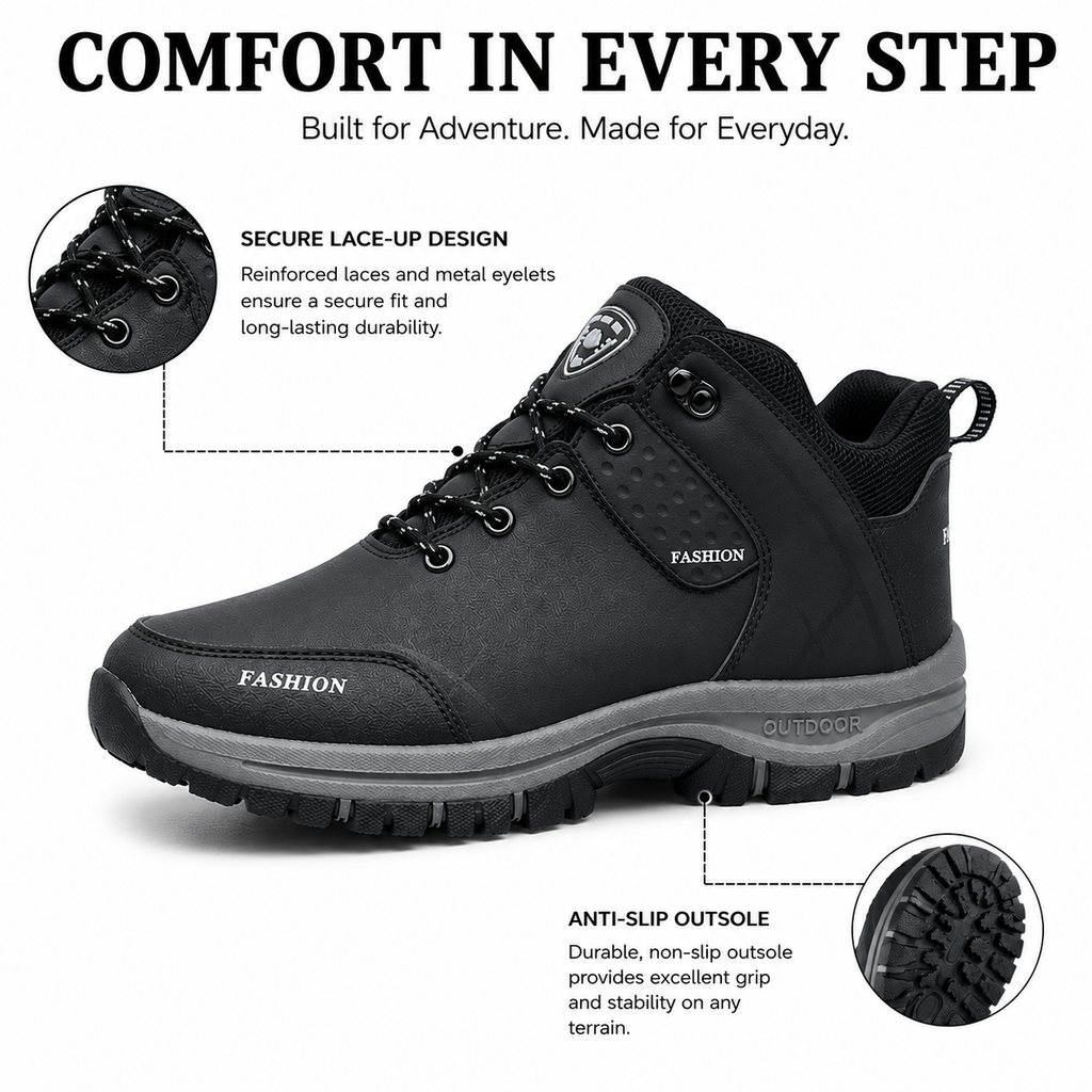 Men’s Waterproof Orthopedic Hiking Boots – Anti-Slip Outdoor Trekking Shoes