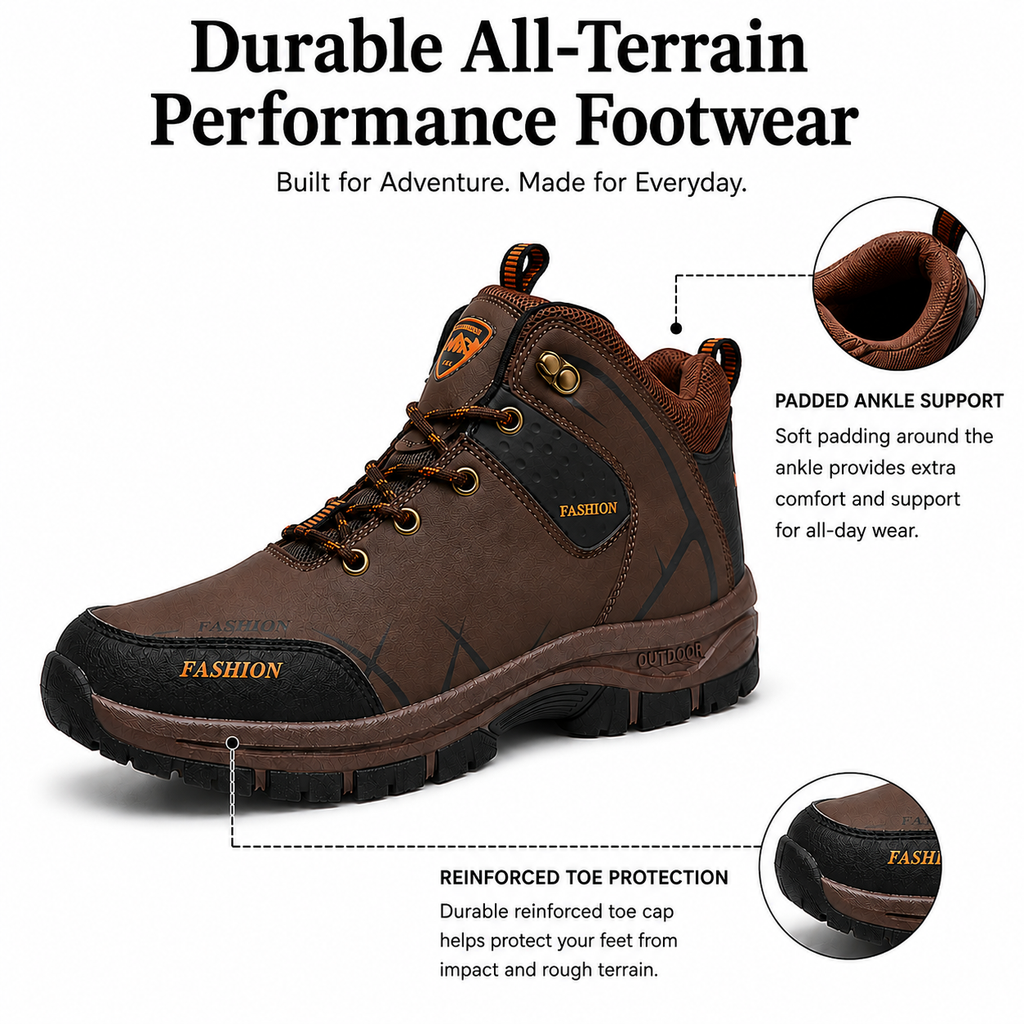 Men’s Waterproof Orthopedic Hiking Boots – Anti-Slip Outdoor Trekking Shoes