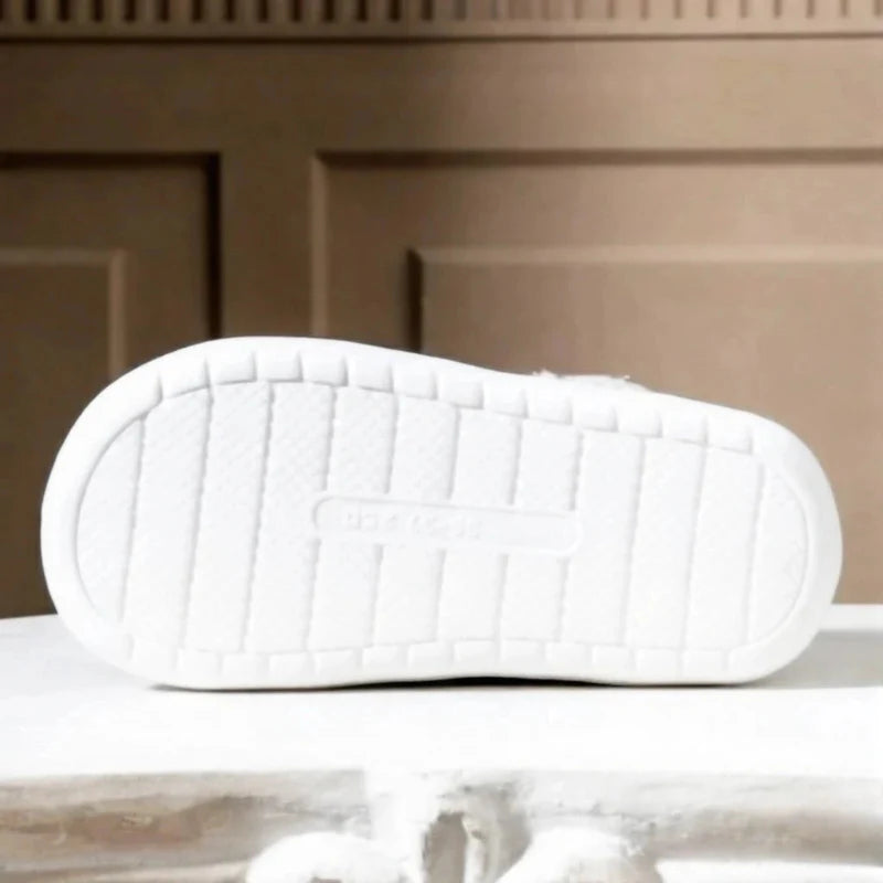 Women's Fleece Lined Platform Slippers Winter Warm Indoor Outdoor Slip-on Cotton Shoes