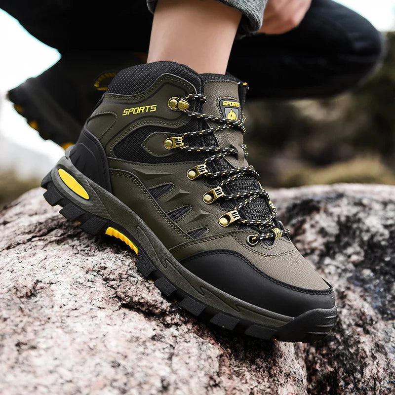 Men's High Top Hiking Boots Breathable Outdoor Trekking Climbing Shoes Non-Slip Sole