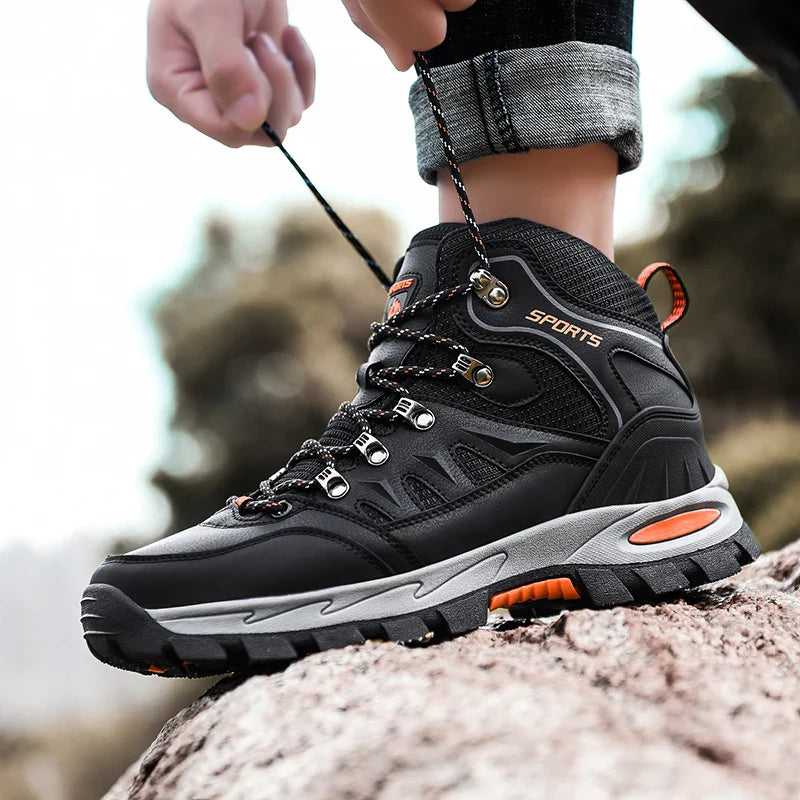 Men's High Top Hiking Boots Breathable Outdoor Trekking Climbing Shoes Non-Slip Sole