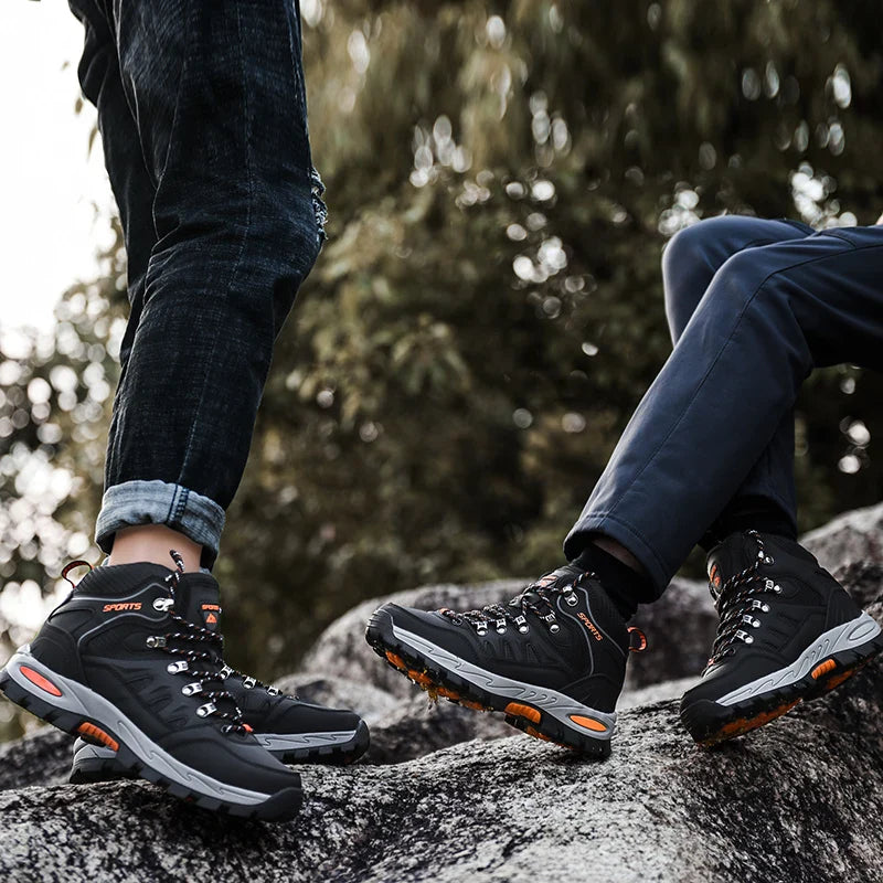 Men's High Top Hiking Boots Breathable Outdoor Trekking Climbing Shoes Non-Slip Sole