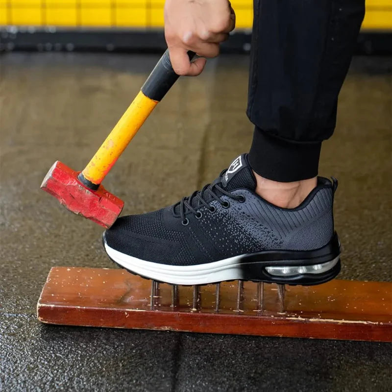 Unisex Steel Toe Safety Shoes Air Cushion Lightweight Puncture Proof Work Sneakers