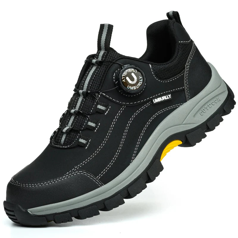 Men's Steel Toe Safety Shoes Microfiber Leather Puncture Proof Non-Slip Work Sneakers