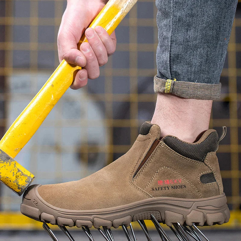 Chaussures de sécurité pour homme à embout en acier, cuir, anti-perforation, isolation 6KV, bottes de travail