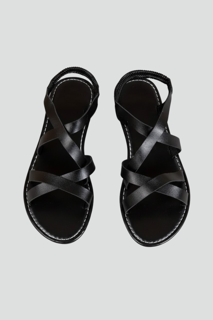 Sandales plates à brides pour femmes avec semelle ergonomique et design croisé
