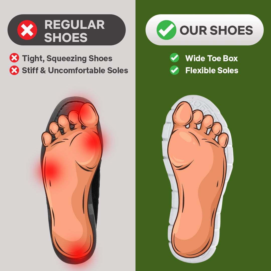 Scarpe ortopediche da passeggio per donna con punta larga e tomaia in maglia traspirante