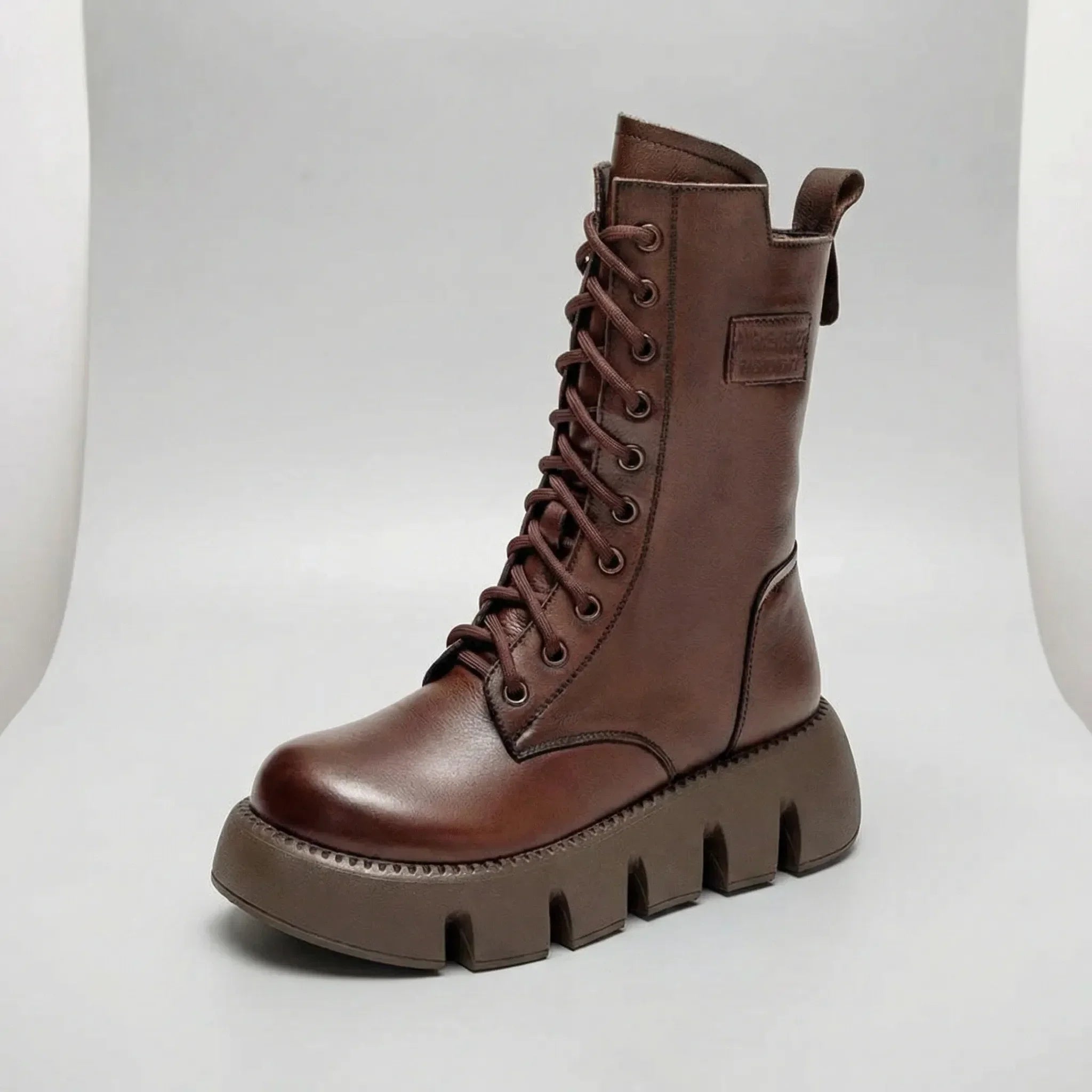 Women's Arch Support Platform Combat Boots – Non-Slip Sole, Lace-Up Closure