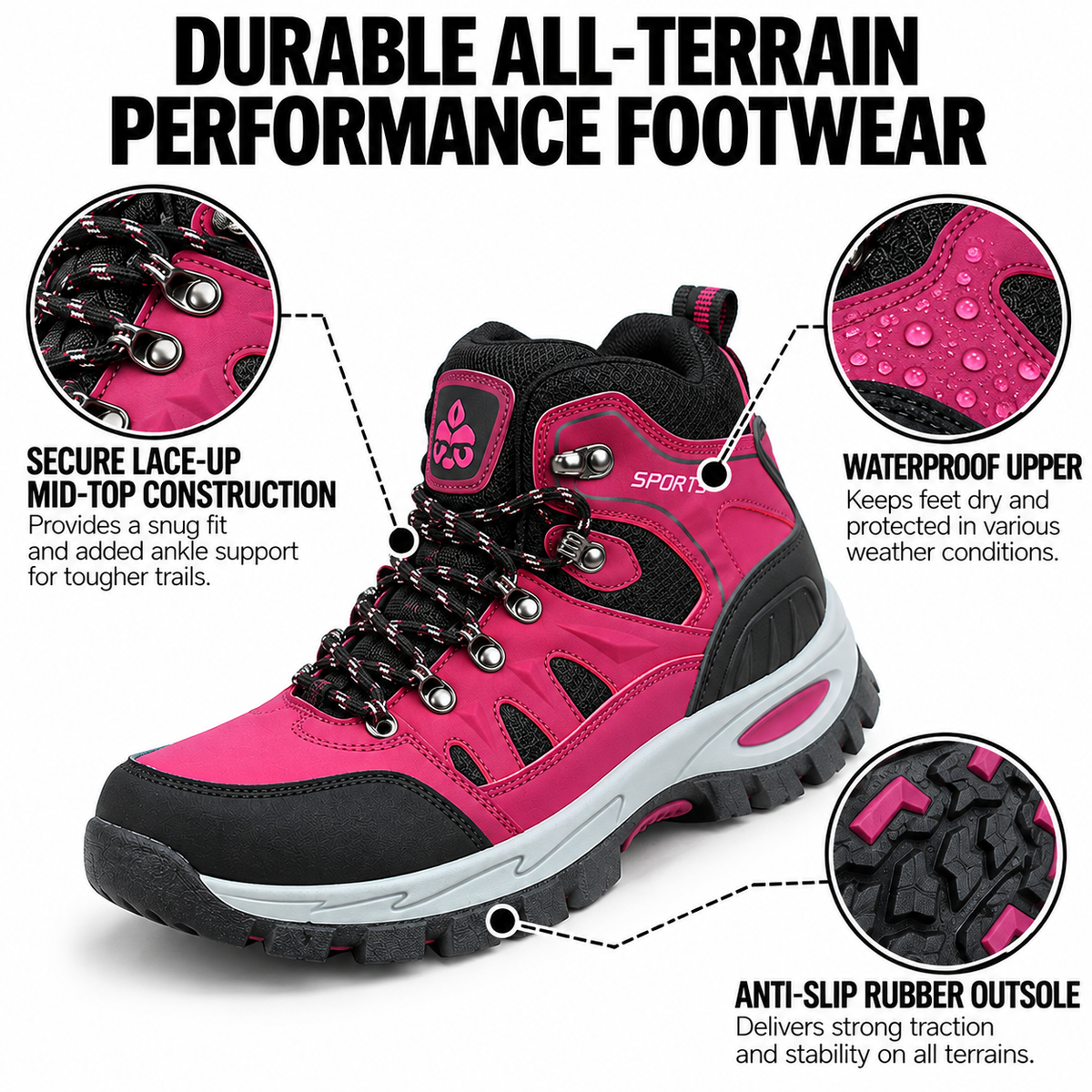 Bottes de randonnée orthopédiques imperméables pour hommes, chaussures de trekking antidérapantes d'extérieur