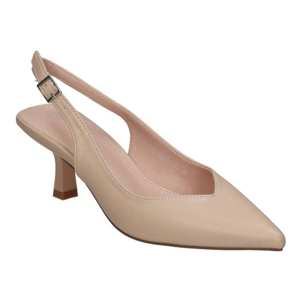 Komfortable slingback-pumps til kvinder – spændelukning, mellemhøj blokhæl