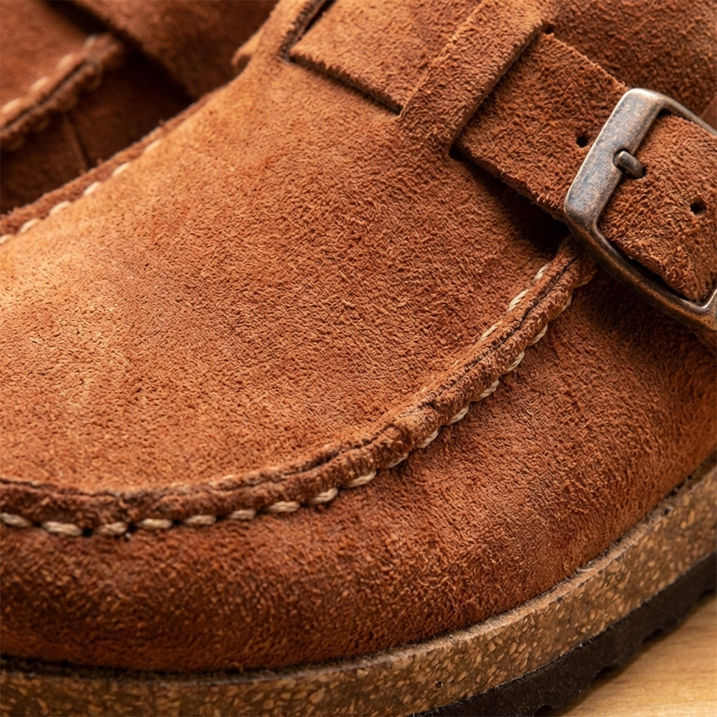 Women's Closed-Toe Clogs with Cork Footbed and Adjustable Buckle Strap Mules