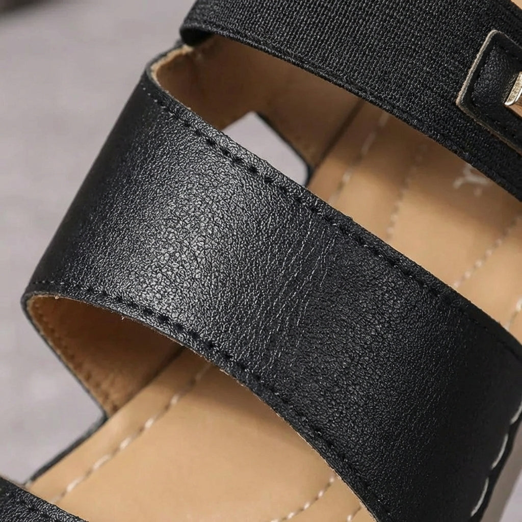 Women’s Wedge Sandals Artificial Leather Hook & Loop Closure Casual Walking Shoes