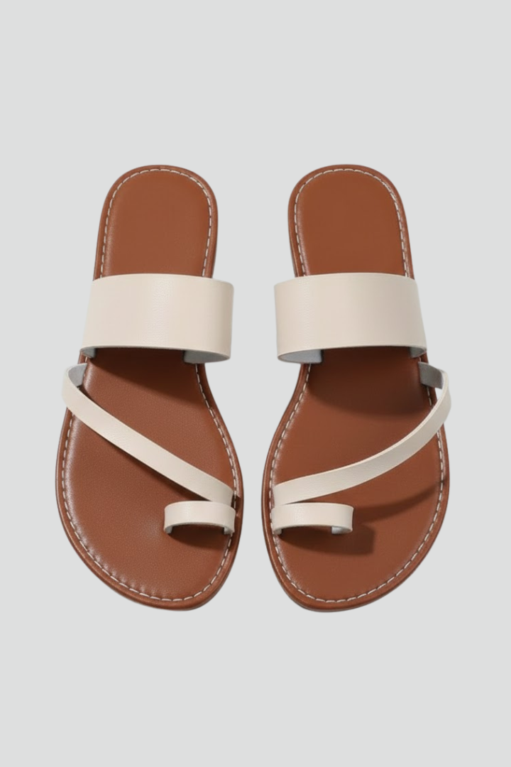 Sandales femme à enfiler avec bride à boucle, bout ouvert, mode, plates