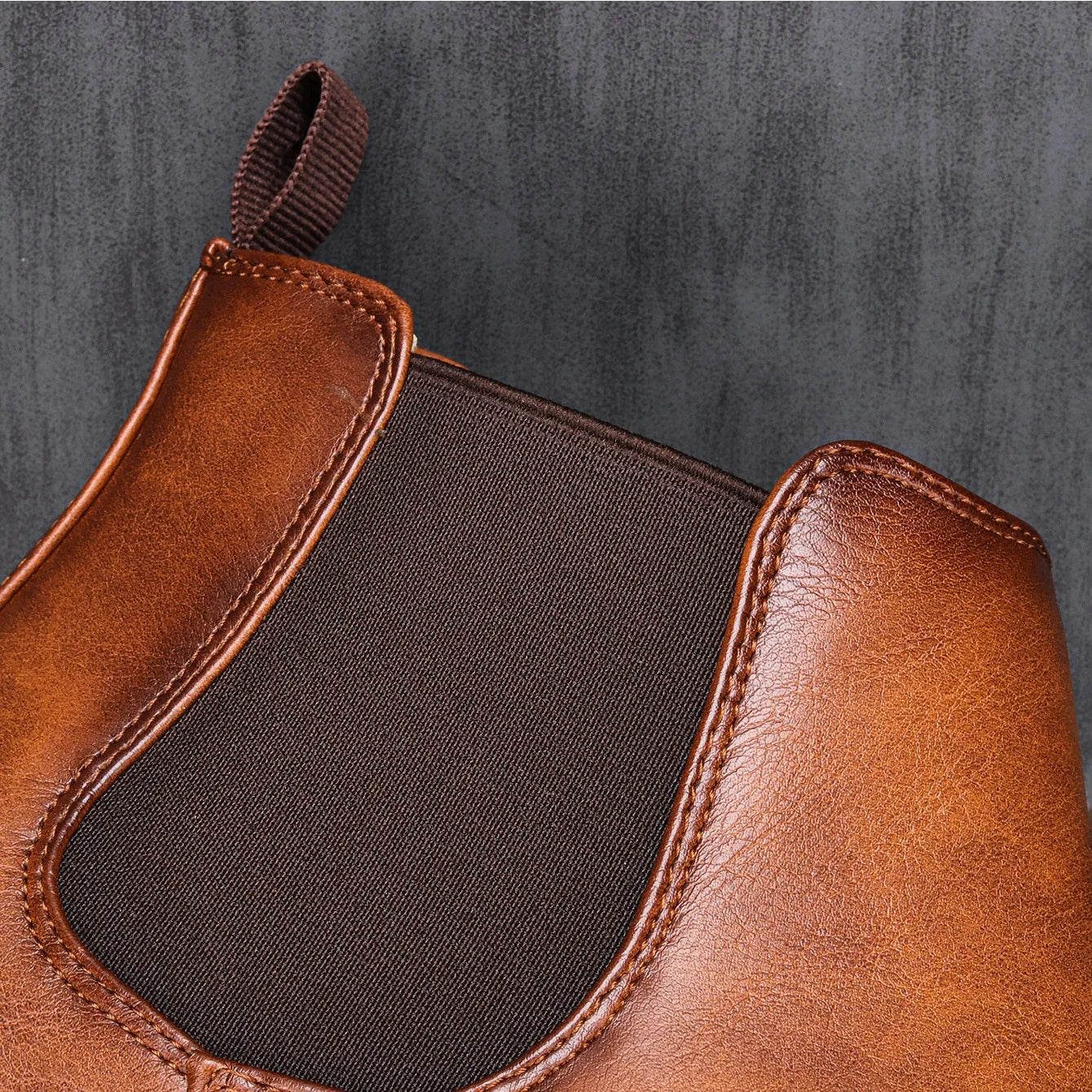 Men's Comfort Leather Chelsea Boots – Elastic Side Panels, Non-Slip Sole