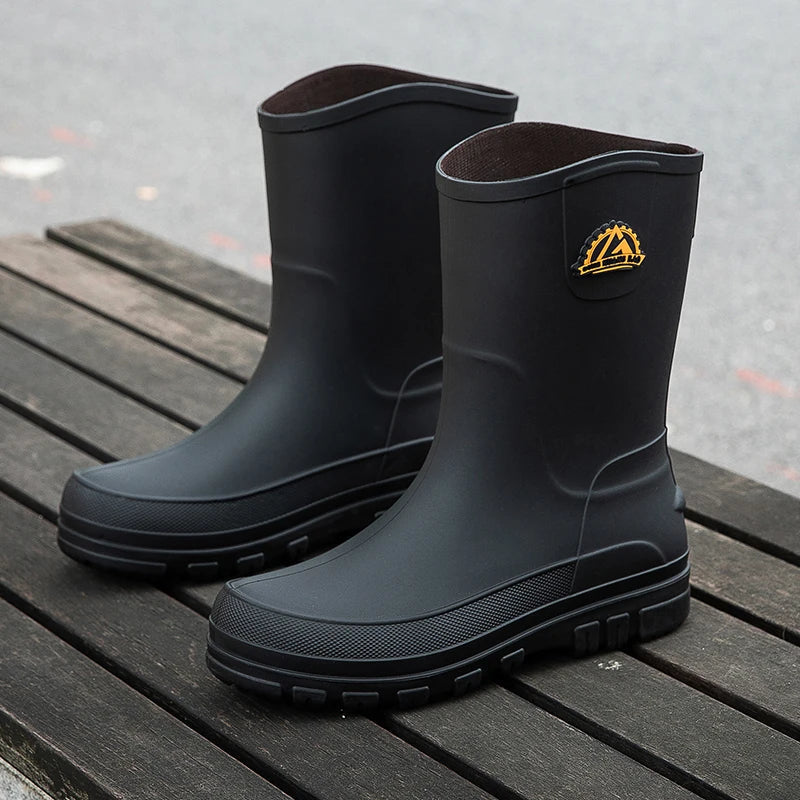 Men's Non-Slip Waterproof Rain Boots – Lightweight Comfort, Mid-Calf Protection