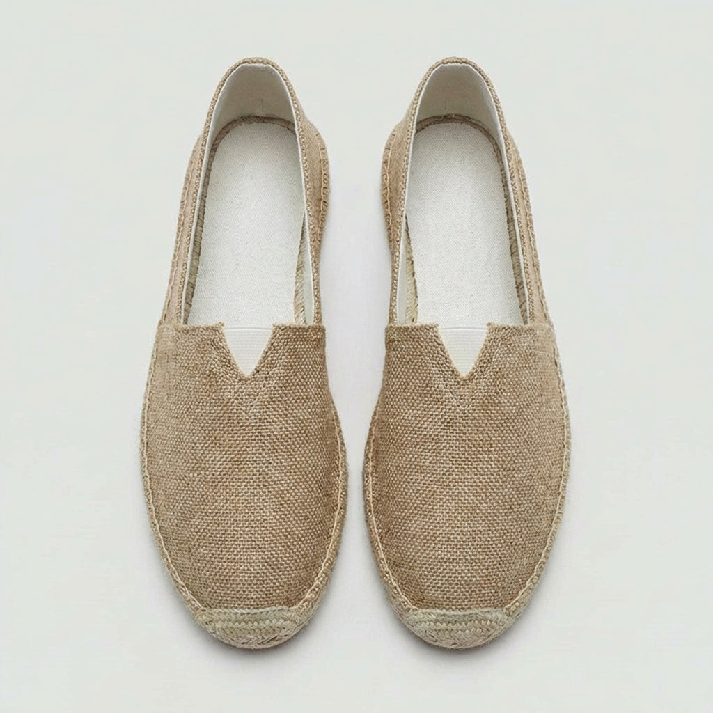 Men Linen Espadrilles Slip On Loafers Skor
