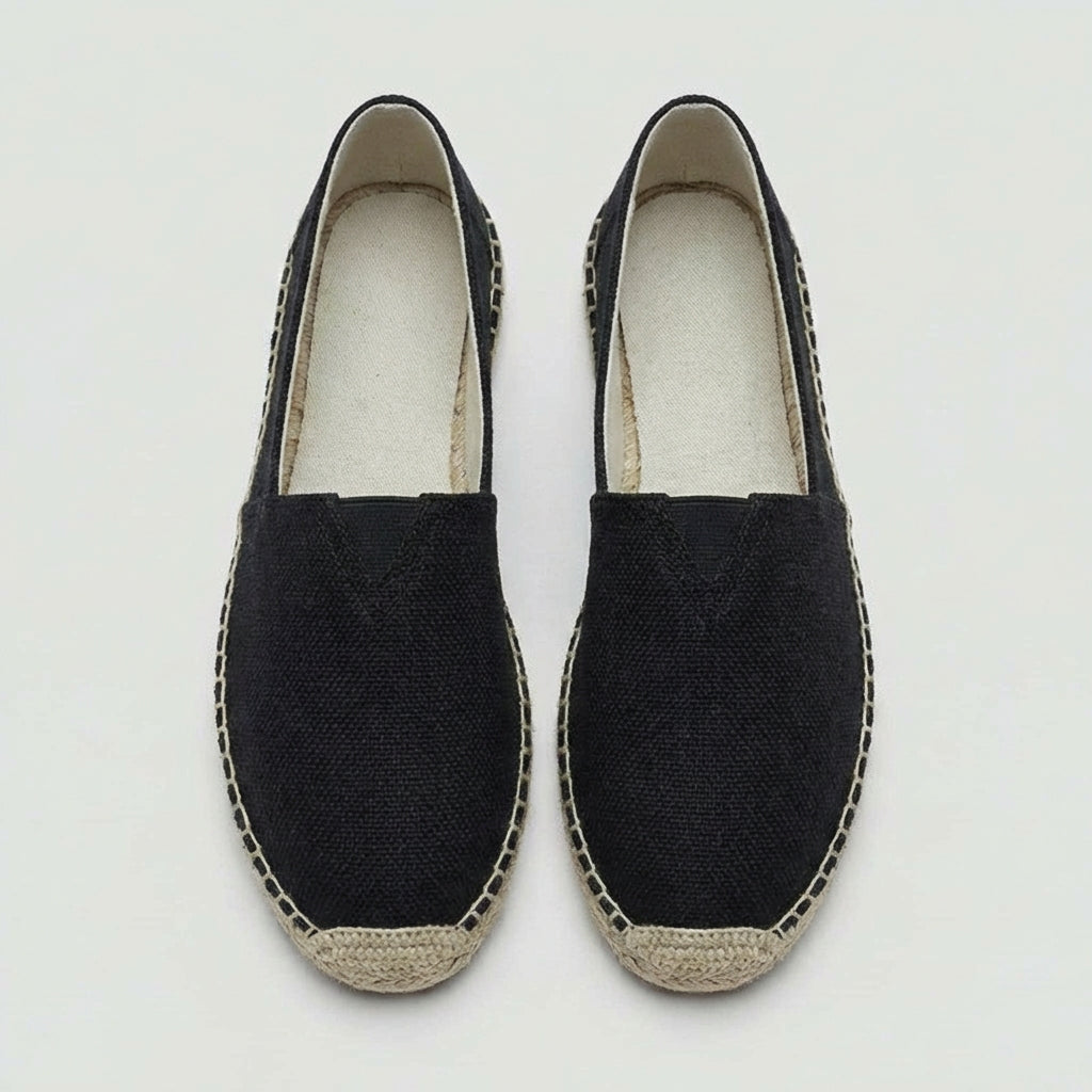 Men Linen Espadrilles Slip On Loafers Skor